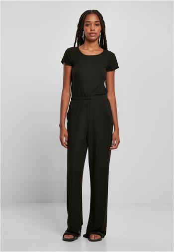 Urban Classics Ladies Rib Wid Leg Jumpsuit black - 5XL