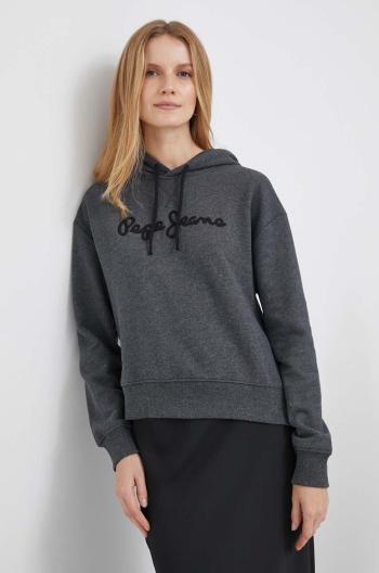 Mikina Pepe Jeans Nanette dámská, šedá barva, s kapucí, s aplikací