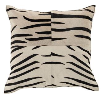 Černo-bílý kožený polštář s výplní Zebra -  44*10*44cm 98262