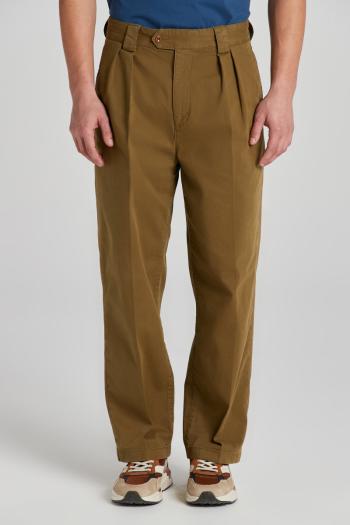 KALHOTY GANT PLEATED TWILL CHINOS DARK CACTUS