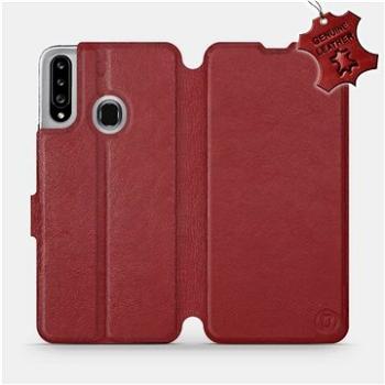 Flipové pouzdro na mobil Samsung Galaxy A20S - Tmavě červené - kožené -   Dark Red Leather (5903516398485)