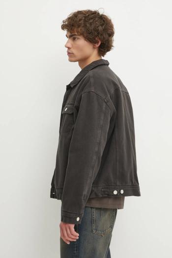 Rifľová bunda Won Hundred pánska, šedá farba, prechodná, oversize, 3408-13055