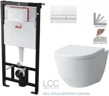 ALCADRAIN Sádromodul předstěnový instalační systém s bílým tlačítkem M1710 + WC LAUFEN PRO LCC RIMLESS + SEDÁTKO AM101/1120 M1710 LP2