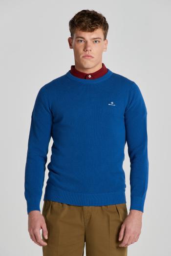 SVETR GANT COTTON PIQUE C-NECK LAKE BLUE