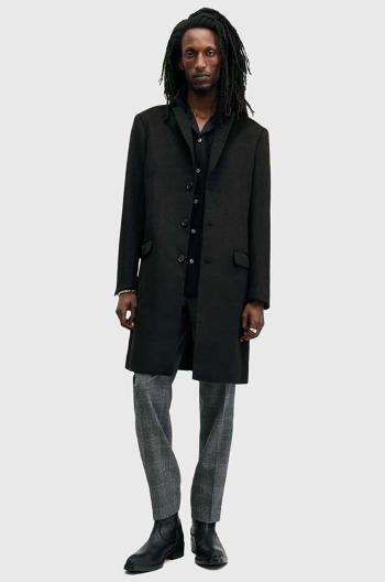 Kabát s příměsí vlny AllSaints HAL COAT černá barva, přechodný, M005OZ