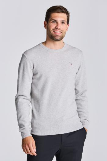 SVETR GANT SUPERFINE LAMBSWOOL CREW LIGHT GREY MELANGE