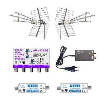 EVERCON profesionální anténní komplet pro 2 TV KOM-424-101-2-BSG (8594208420316)