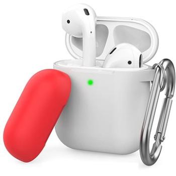 AhaStyle kryt Airpods 1 & 2 s karabinou bílo/červený (PT46-Skye-White)