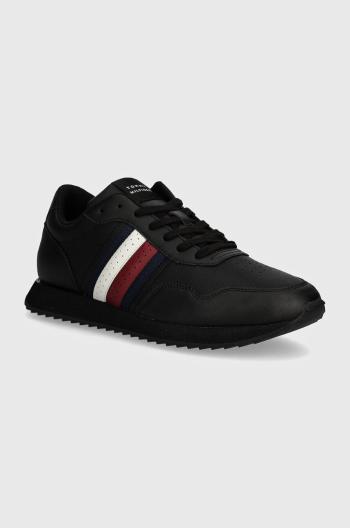 Kožené sneakers boty Tommy Hilfiger RUNNER EVO LTH MIX ESS černá barva, FM0FM05121