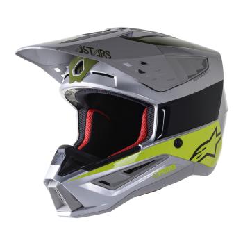 Moto přilba Alpinestars S-M5 Bond stříbrná/žlutá fluo/zelená lesklá  S (55-56)