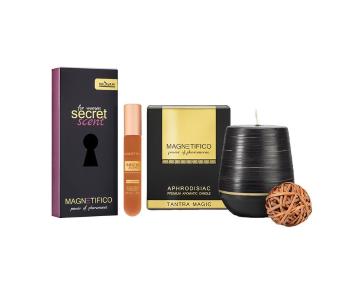 MAGNETIFICO Pheromone Secret Scent parfém pro ženy 20 ml + svíčka Tantra Magic 200 g