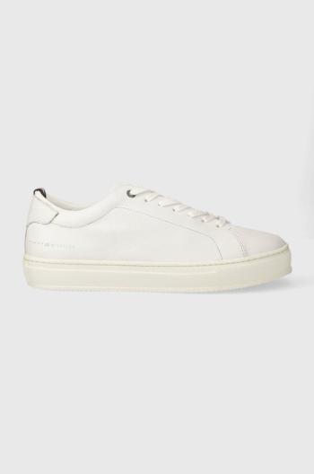 Kožené sneakers boty Tommy Hilfiger PREMIUM CUPSOLE GRAINED LTH bílá barva, FM0FM04893