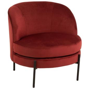 Vínové sametové kulaté křeslo Lounge chair Jammy Red - 71*67*66cm 15391