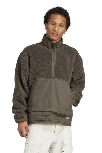 Fleecová mikina adidas Originals Premium Essentials Full Zip pánska, zelená farba, jednofarebná, JD3344