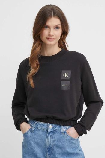 Bavlněná mikina Calvin Klein Jeans dámská, černá barva, s potiskem, J20J223081