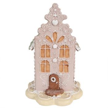 Růžová perníková chaloupka Gingerbread House - 13*13*20 cm 6PR3976