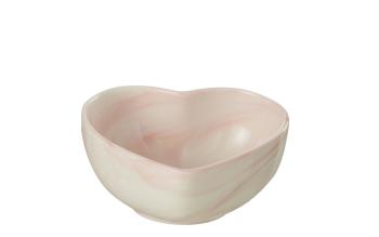 Krémovo-růžová porcelánová miska ve tvaru srdce Heart -  9*8*4 cm 40104