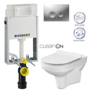 GEBERIT KOMBIFIXBasic vč. matného tlačítka DELTA 25 + WC CERSANIT CITY NEW CLEANON + WC SEDÁTKO SLIM 110.100.00.1 21MA CI2