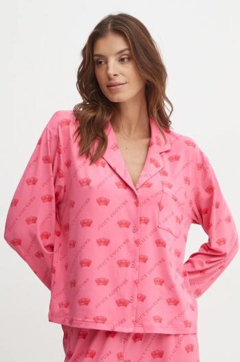 Pyžamová košile Juicy Couture ESTELLE PYJAMA TOP dámská, růžová barva, JCLPT224503