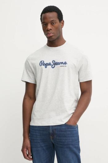 Bavlněné tričko Pepe Jeans DORIAN TEE šedá barva, s potiskem, PM509721