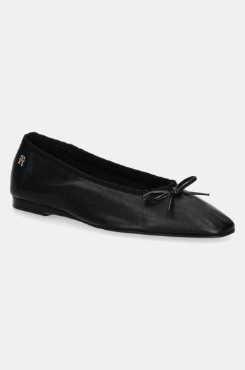 Kožené baleríny Tommy Hilfiger BALLERINA SOFT LEATHER černá barva, FW0FW08355