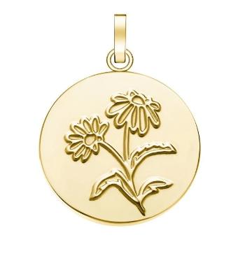 Rosefield Půvabný pozlacený přívěsek PE-Gold-Daisy Flower Coin