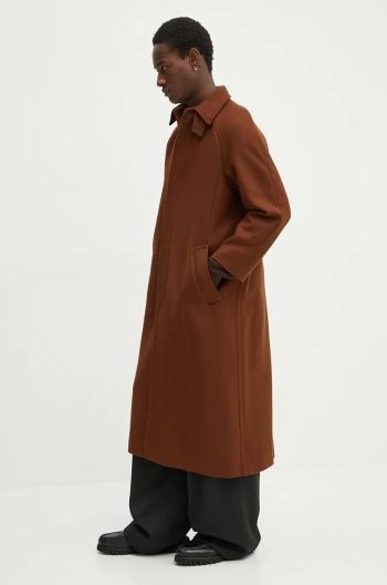 Vlněný kabát A.P.C. manteau gaia hnědá barva, přechodný, oversize, WVBDE.F01533