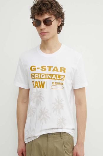 Bavlněné tričko G-Star Raw bílá barva, s potiskem, D24681-336