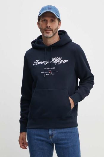 Mikina Tommy Hilfiger pánská, tmavomodrá barva, s kapucí, s aplikací, MW0MW33631