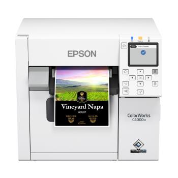 Epson ColorWorks C4000e (mk) C31CK03102MK, barevná tiskárna štítků, Matt Black Ink, cutter, ZPLII, USB, Ethernet