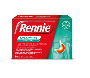 Rennie Spearmint bez cukru 60 žvýkacích tablet