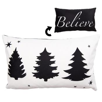 Bílo-černý povlak na polštář se stromky Believe Black&White X-Mas - 30*50 cm BWX36-3