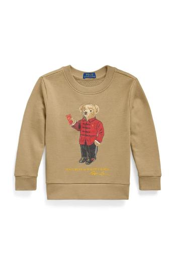 Dětská bavlněná mikina Polo Ralph Lauren zelená barva, s potiskem, 322961412002