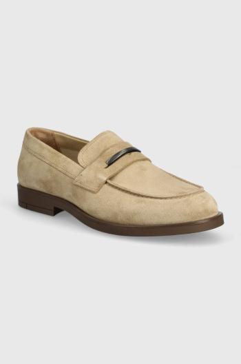 Semišové mokasíny Calvin Klein MOCCASIN SUEDE pánské, béžová barva, HM0HM01469