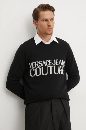 Vlněný svetr Versace Jeans Couture pánský, černá barva, 77GAFM01 CMH80