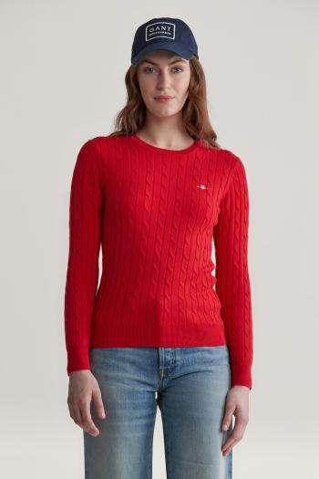 SVETR GANT STRETCH COTTON CABLE C-NECK RUBY RED