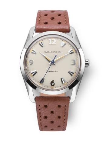 Nivada Grenchen Antarctic 35 mm Eggshell Beige - Brown Racing Strap