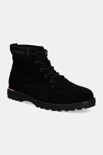 Semišové boty Tommy Hilfiger CORPORATE OUTDOOR SUEDE BOOT pánské, černá barva, FM0FM05147