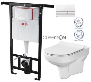 ALCADRAIN Jádromodul předstěnový instalační systém s bílým tlačítkem M1710 + WC CERSANIT CITY NEW CLEANON + WC SEDÁTKO SLIM AM102/1120 M1710 CI2