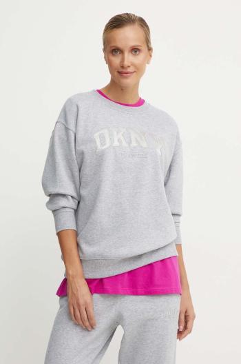 Mikina Dkny dámská, šedá barva, s aplikací, DP4T9809