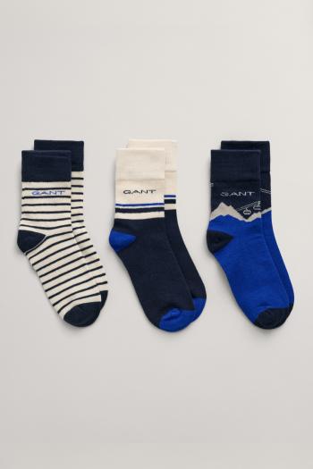 PONOŽKY GANT ALPINE JACQUARD SOCKS 3-PACK BOLD BLUE