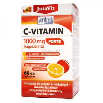 JutaVit C-vitamin 1000 mg Forte rágótabletta +D3-vitamin +csipkebogyó kivonat 60 db