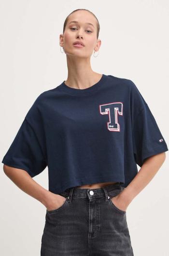 Bavlněné tričko Tommy Jeans tmavomodrá barva, DW0DW18656