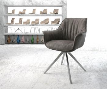 Otočná židle Keila-Flex s područkami antracitová vintage