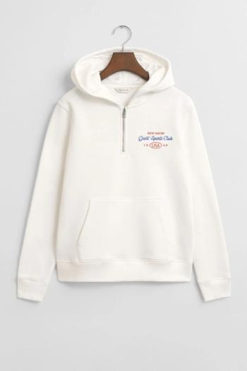 MIKINA GANT SPORT CLUB GRAPHIC HALF-ZIP HOODIE EGGSHELL