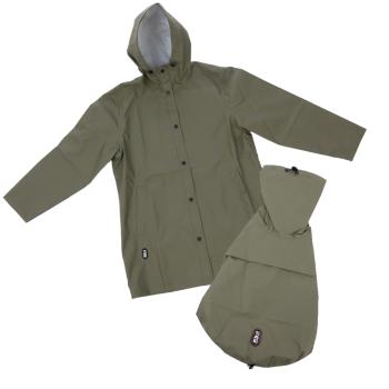 TIAKI Pet & Parent gazdi-kutya esőkabát szett - Gazdi esőkabát S/M + Kutya esőkabát kb. 30 cm háthossz