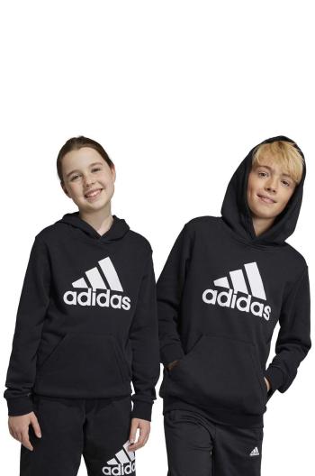 Dětská mikina adidas U BL černá barva, s kapucí, vzorovaná