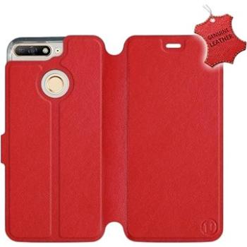 Flip pouzdro na mobil Honor 7A - Červené - kožené -   Red Leather (5903226499564)