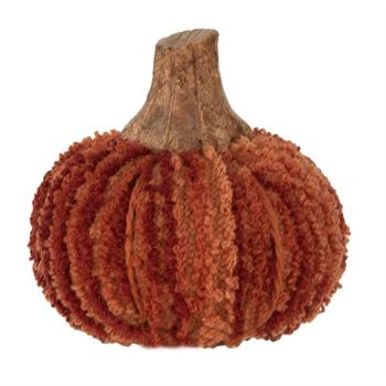 Tmavě cihlová látková dekorace dýně Pumpkin S - Ø 9*8 cm  65436