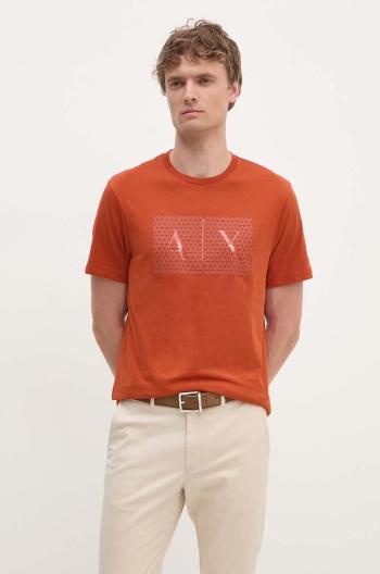 Bavlněné tričko Armani Exchange oranžová barva, s potiskem